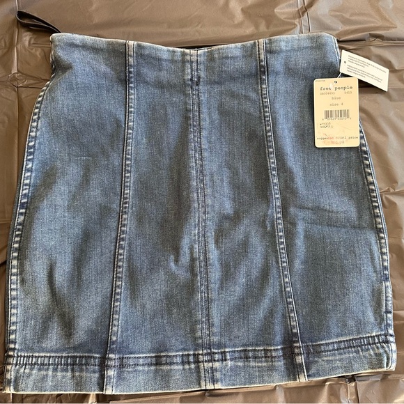 Free People Denim Modern Femme Mini Skirt - Dark Blue - Picture 3 of 11